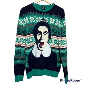 Buddy The Elf Graphic Sweater Green & Blue Size XL